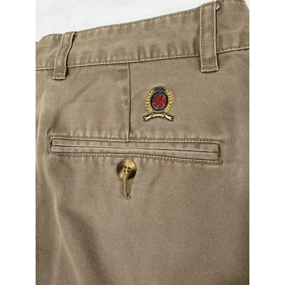 Tommy Hilfiger 100% Cotton Khaki Pleated Men’s Shorts Size 34